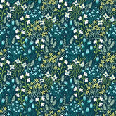 Whimsy-Teal, Green, White Foliage (Sold By 1/2 Meter)